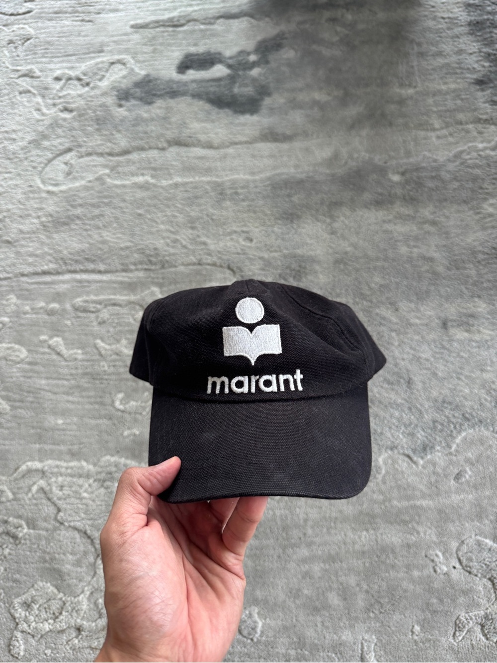Isabel Marant Black Cap with White Logo Embroidery